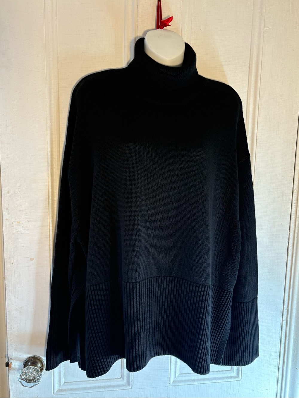 GAP 100% cotton LIKE NEW black turtleneck sweater slouchy oversized medium TALL